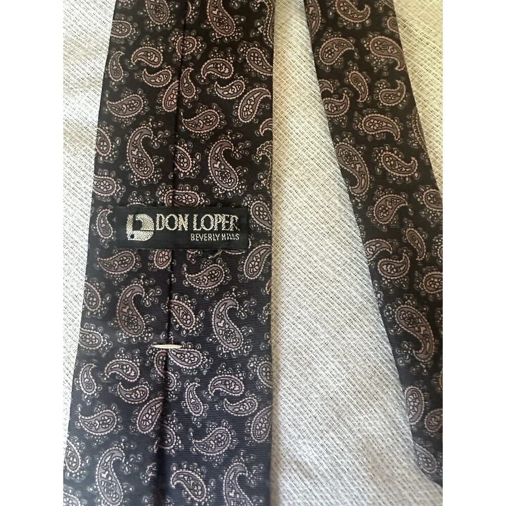 Vintage Don Loper Beverly Hills Paisley Necktie Black Brown Men’s Tie 80s 90s